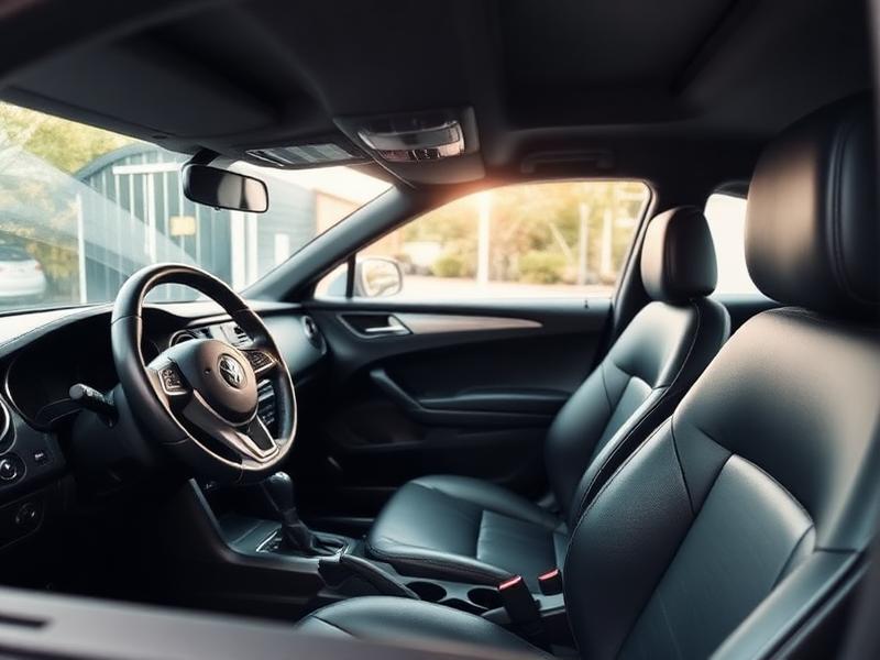Spotless detailed car interior with clean leather seats