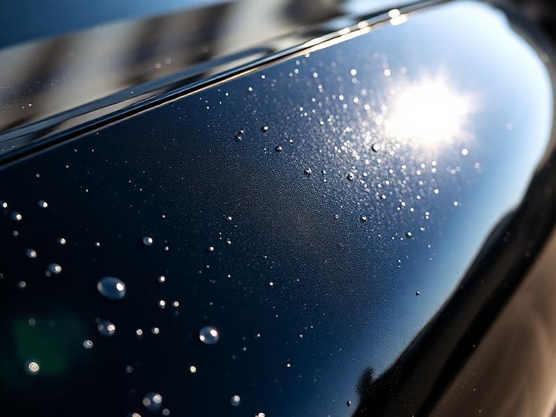 Water beading on ceramic coated black paint