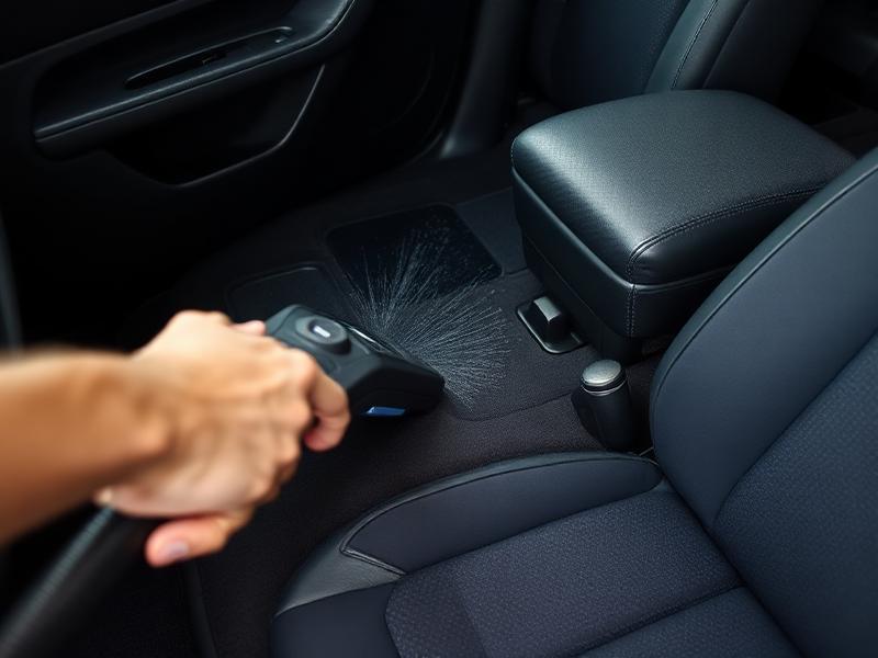 Vacuuming car carpet during an interior detail